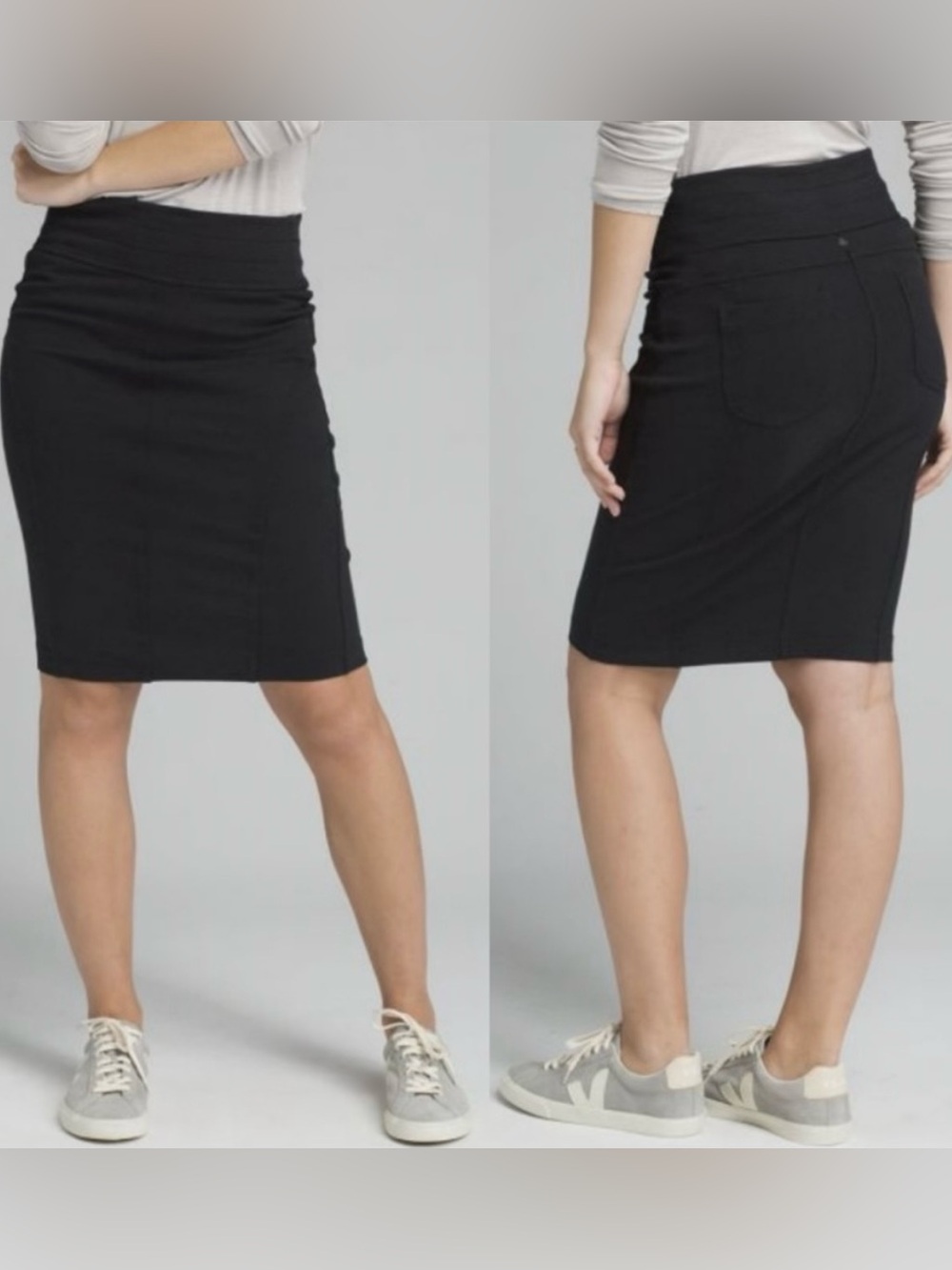 prAna Beaker Knit Hemp Pencil Skirt Charcoal Black Medium
